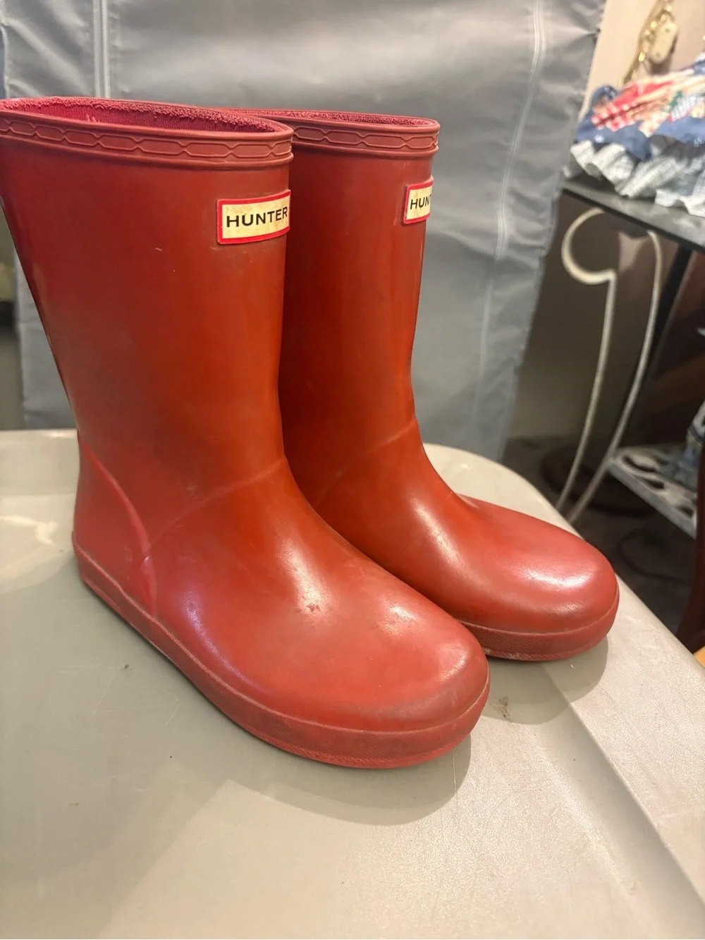 Hunter Kids Red Rubber Mid-Calf Rain Boots